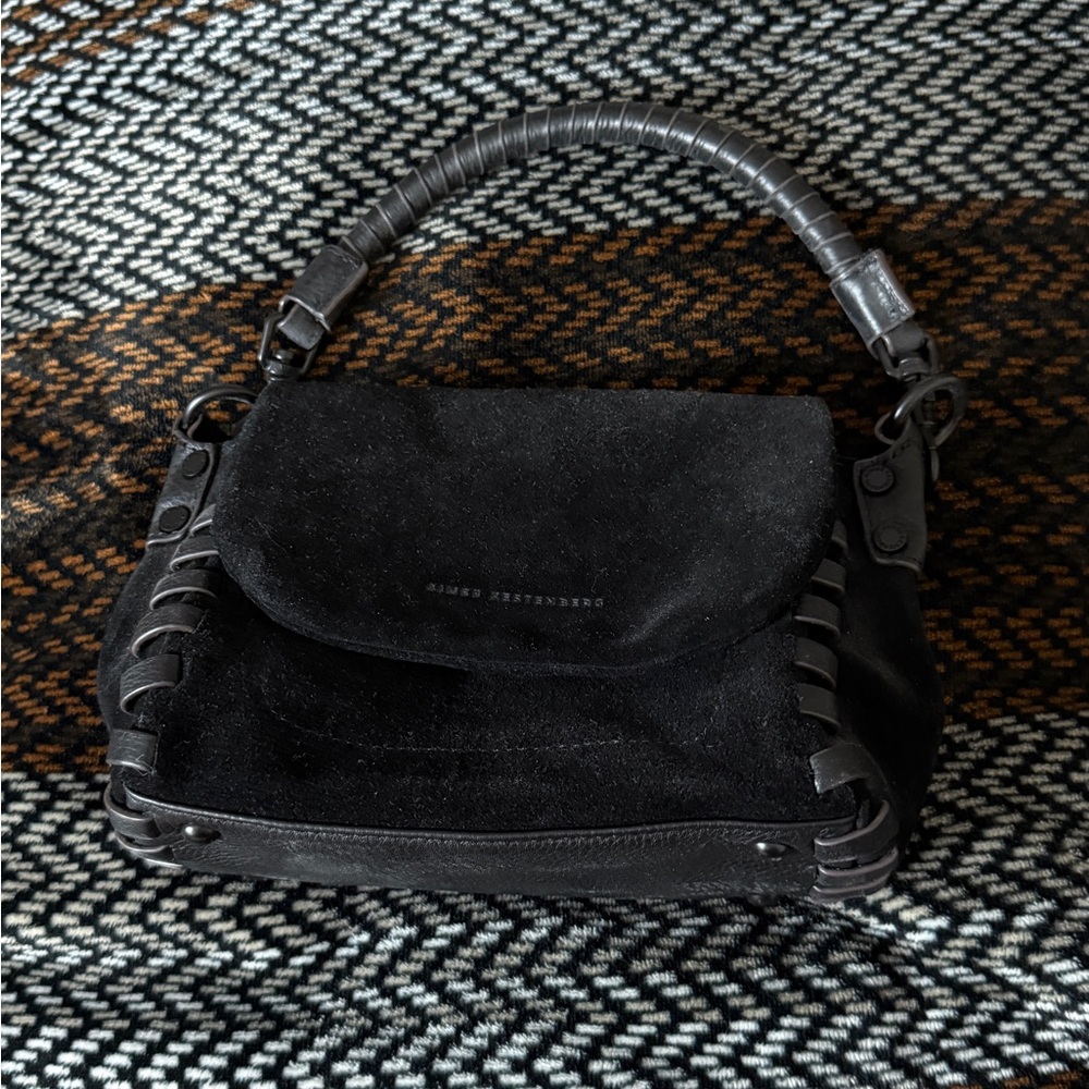 Aimee Kestenberg Black Suede Shoulder Bag with Wrapped Handle - Picture 4 of 7